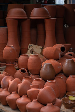 "GERABAH" crafts made from clay are made at the Pottery craft center in Kasongan, Bantul, Yogyakarta.