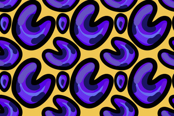 Animalistic fashion trendy cheetah skin, fur purple spots. Seamless vector pattern for design and decoration. Fashion and style.