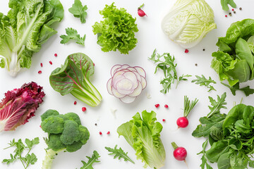 Variety of Vegetables on White Surface - obrazy, fototapety, plakaty