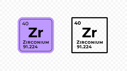 Zirconium, chemical element of the periodic table vector design