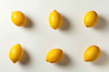 lemons on white background, simple flat lay, minimalistic - obrazy, fototapety, plakaty