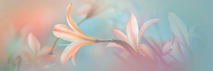 Soft Pastel Lily Flower on Ethereal Background