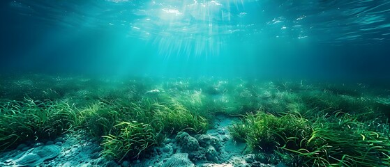 Fototapeta na wymiar Celebrating World Seagrass Day with Stunning Underwater Photography of Marine Ecosystems. Concept Underwater Photography, Marine Ecosystems, World Seagrass Day, Stunning Images, Conservation Efforts