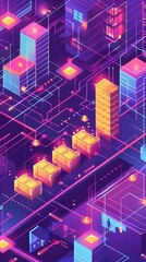 Fototapeta premium Decentralized Supply Chain and Payment Flow Vibrant Animated Visualization of Seamless Digital Transactions and Logistics Automation