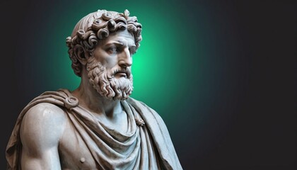 Stoic Greek philosopher statue with gradient color background