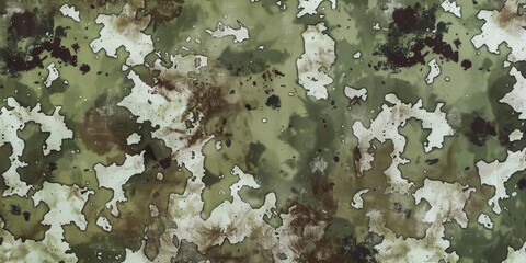 A camouflage pattern, blending the greens, browns, and grays of the natural environment, symbolizing stealth and strategy created with Generative AI Technology - obrazy, fototapety, plakaty