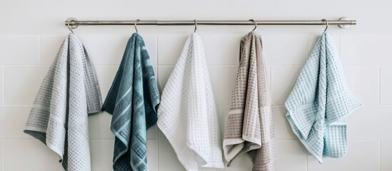A row of towels hanging on a rail