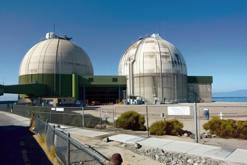 Large nuclear plant with concrete domes - 776405917