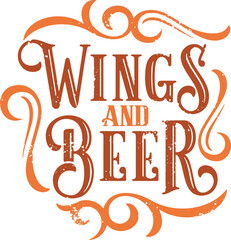 Chicken Wings and Beer Text Banner 