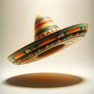 Colorful Striped Sombrero Floating on a Subtle Gradient Background