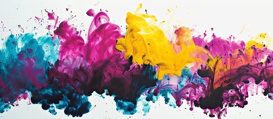 A painting of colorful inks in varying hues - obrazy, fototapety, plakaty