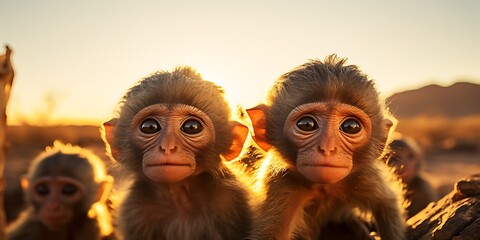 Monkey family sunset - Powered by Adobe