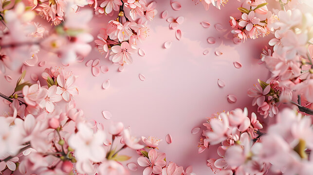A pink background with pink flowers and pink petals