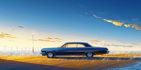 Fototapeta premium muscle car illustration, motors, roadtrips, ai image of cars