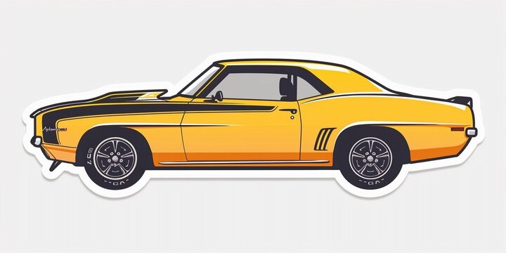 muscle car illustration, motors, roadtrips, ai image of cars