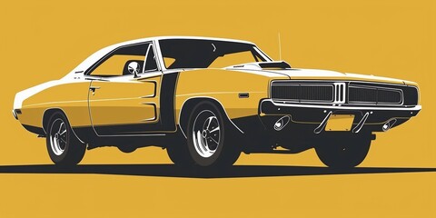 muscle car illustration, motors, roadtrips, ai image of cars