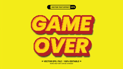 Game over 3d editable pixel text style effect