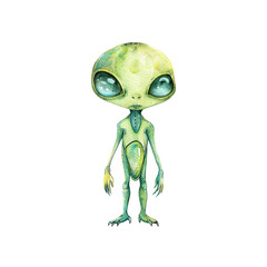 alien vector illustration in watercolor style