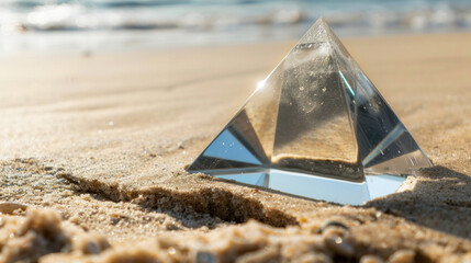 Crystal Pyramid on Sandy Beach