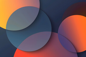 abstract background in the form of gradient circles on a dark background. Geometric design in blue and orange tones