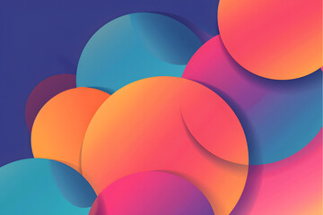 abstract background in the form of gradient circles on a dark background. Geometric design in blue and orange tones