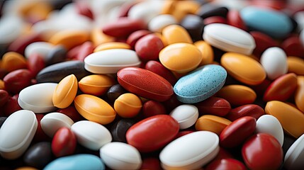 Close up on various colored pills isolated UHD Wallpaper