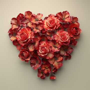 Heart of flowers Valentines Day. Gift photo generative ai