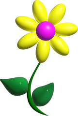 Yellow flower on transparent background 