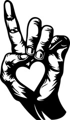 Hand Gesture Forming a Heart Shape Black Vector Illustration
