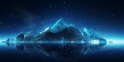 Abstract 3D rendering of low polygonal Icebergs