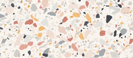 A beautiful terrazzo floor featuring various vibrant colors of paint and small dots scattered across the surface