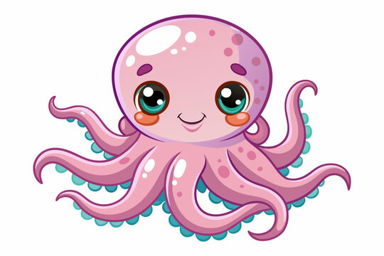 adorable octopus kawaii style vector illustration