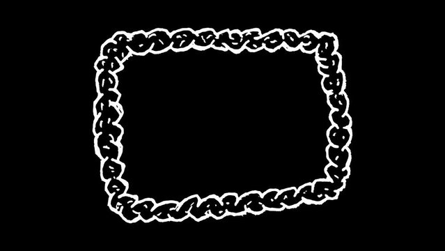 White wiggly hand drawn smoky cloud rectangular frame doodle overlay animation