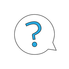 青色のふきだしはてなマークのイラスト