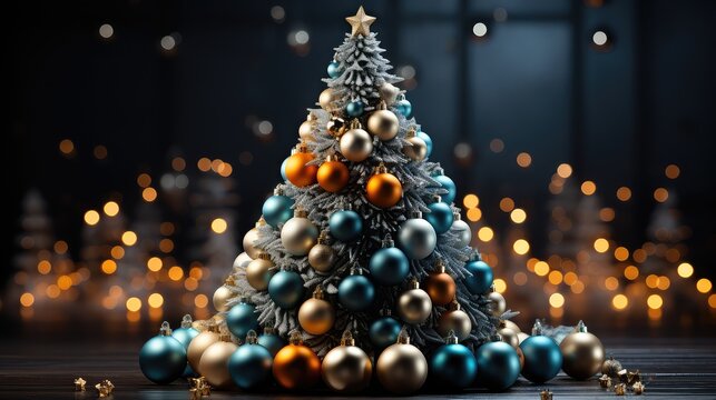 Christmas Tree with Decorations And Gift UHD Wallpaper