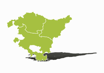 Mapa verde de País Vasco en fondo blanco.