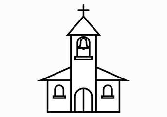 Fototapeta premium Icono negro de iglesia en fondo blanco.