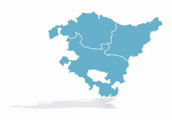 Mapa azul de País Vasco en fondo blanco. - obrazy, fototapety, plakaty