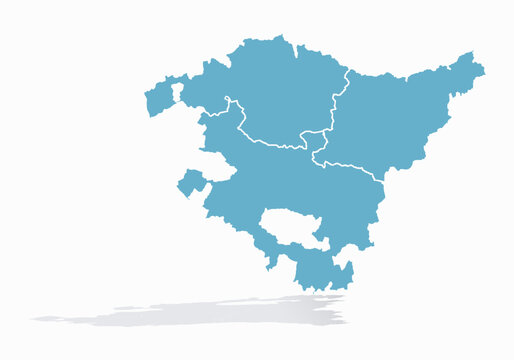 Mapa azul de Pa&iacute;s Vasco en fondo blanco.