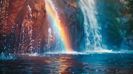 Rainbow Over Waterfall