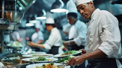 Diverse Kitchen Crew in Hotel Restaurant