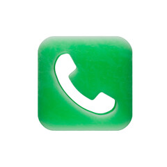 Plastic green icon of phone sign