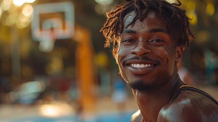 Portrait of a young african american man smiling outdoors
