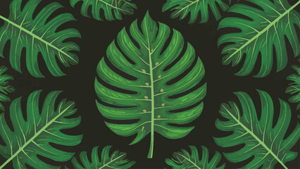Vector Illustration: Monstera Leaf in Flat Design Style