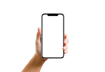 Minimalist Smartphone Mockup.
A sleek and simple smartphone mockup held in a hand against a white backdrop, ideal for a focused and clear display of mobile apps or interface designs.