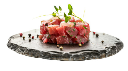 Tuna tartare beef healthy food isolated on a white background