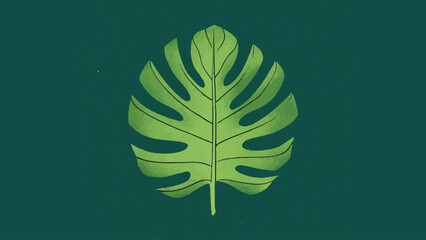 Vector Illustration: Monstera Leaf in Flat Design Style