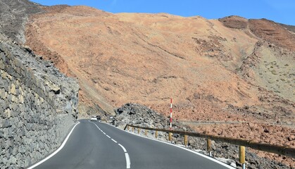 Road in the Mountains, National Park El Teide, Volcano Teide, Tenerife, Canary Island, Spain, Europe