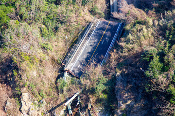 南阿蘇村震災遺構 阿蘇大橋（残った橋桁等） © J_News_photo