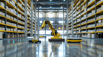 a modern warehouse equipped with advanced automation technology